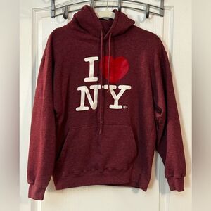 I Heart New York‎ Vintage Wash Plum Heathered I Love NY Hoodie Size S streetwear